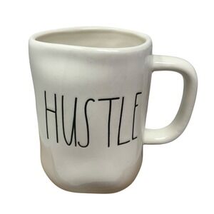 Rae Dunn HUSTLE Coffee Tea Latte Cup Mug Artisan Collection by‎ Magenta White